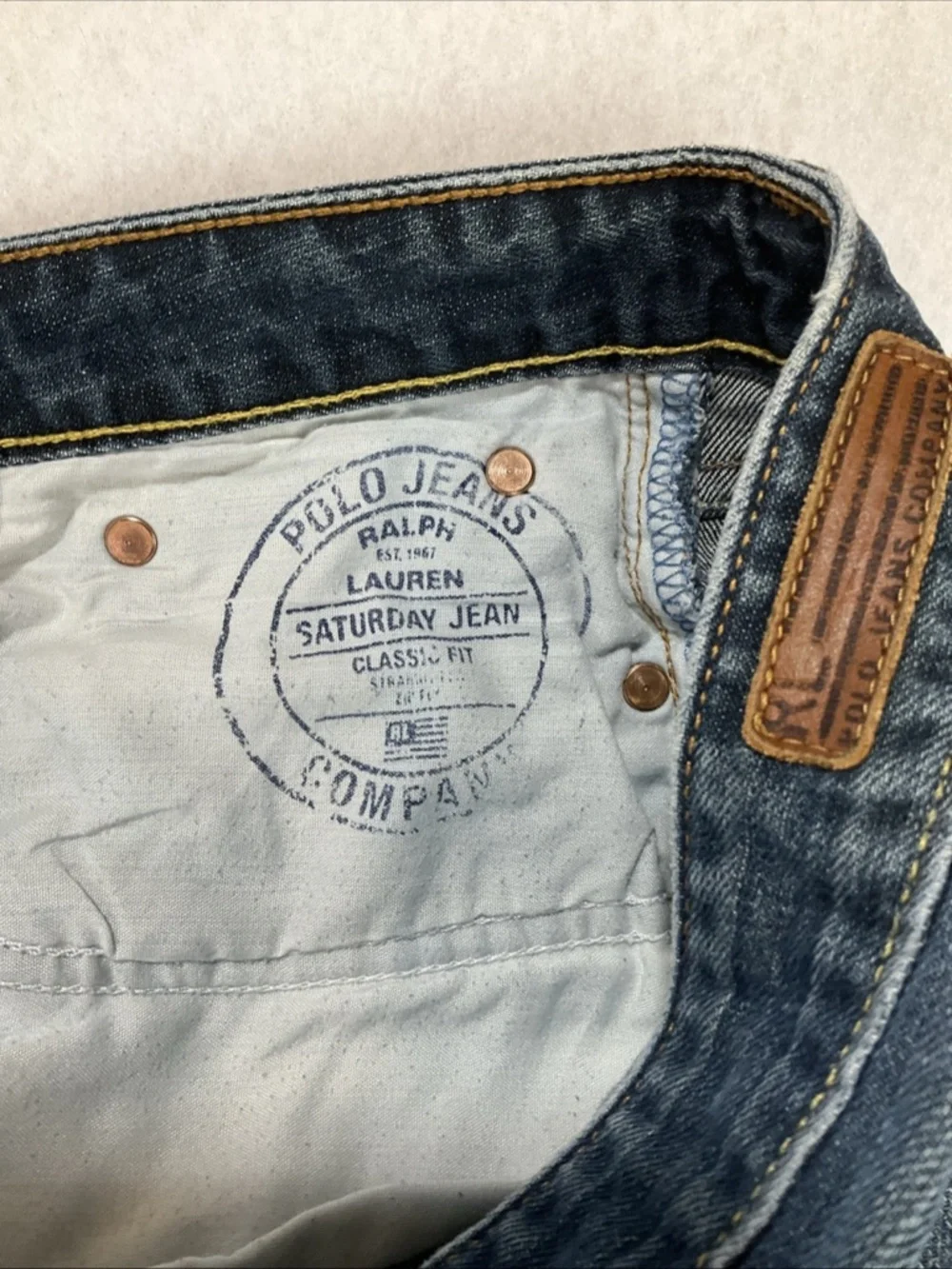 Polo Ralph Lauren Saturday Jean Womens Blue Cotton Straight Leg Denim Size 14
